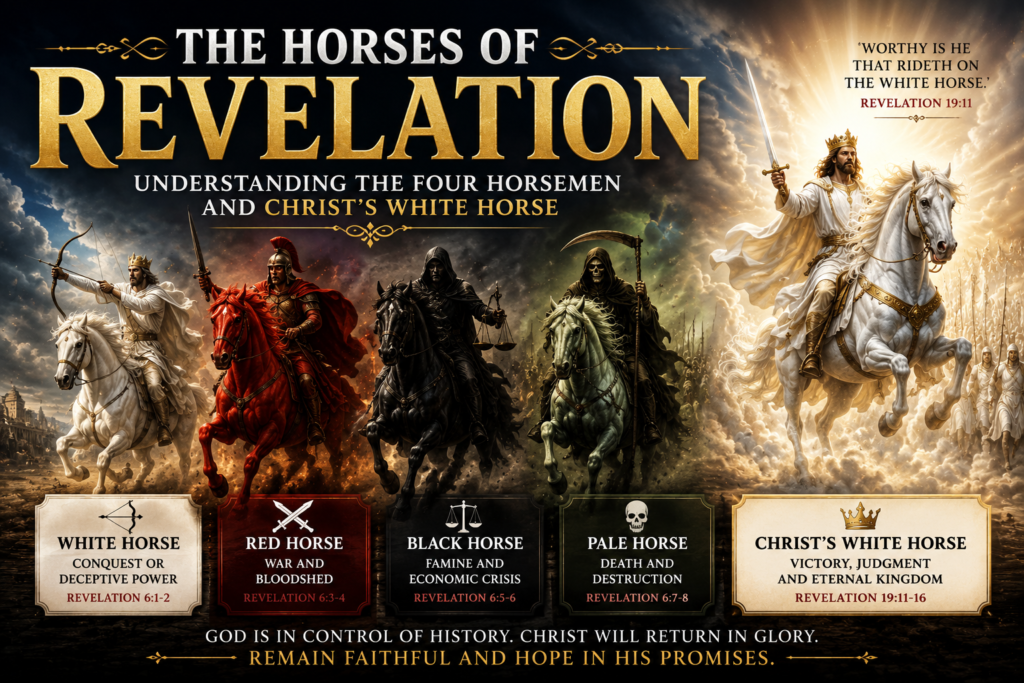 The Horses of Revelation Explained: The Four Horsemen and Christ’s White Horse